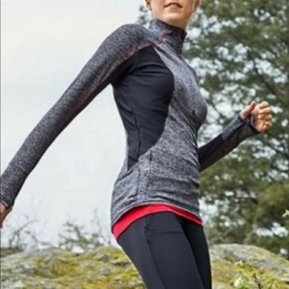 Athleta Running Wild Colorblock Half Zip Sweater